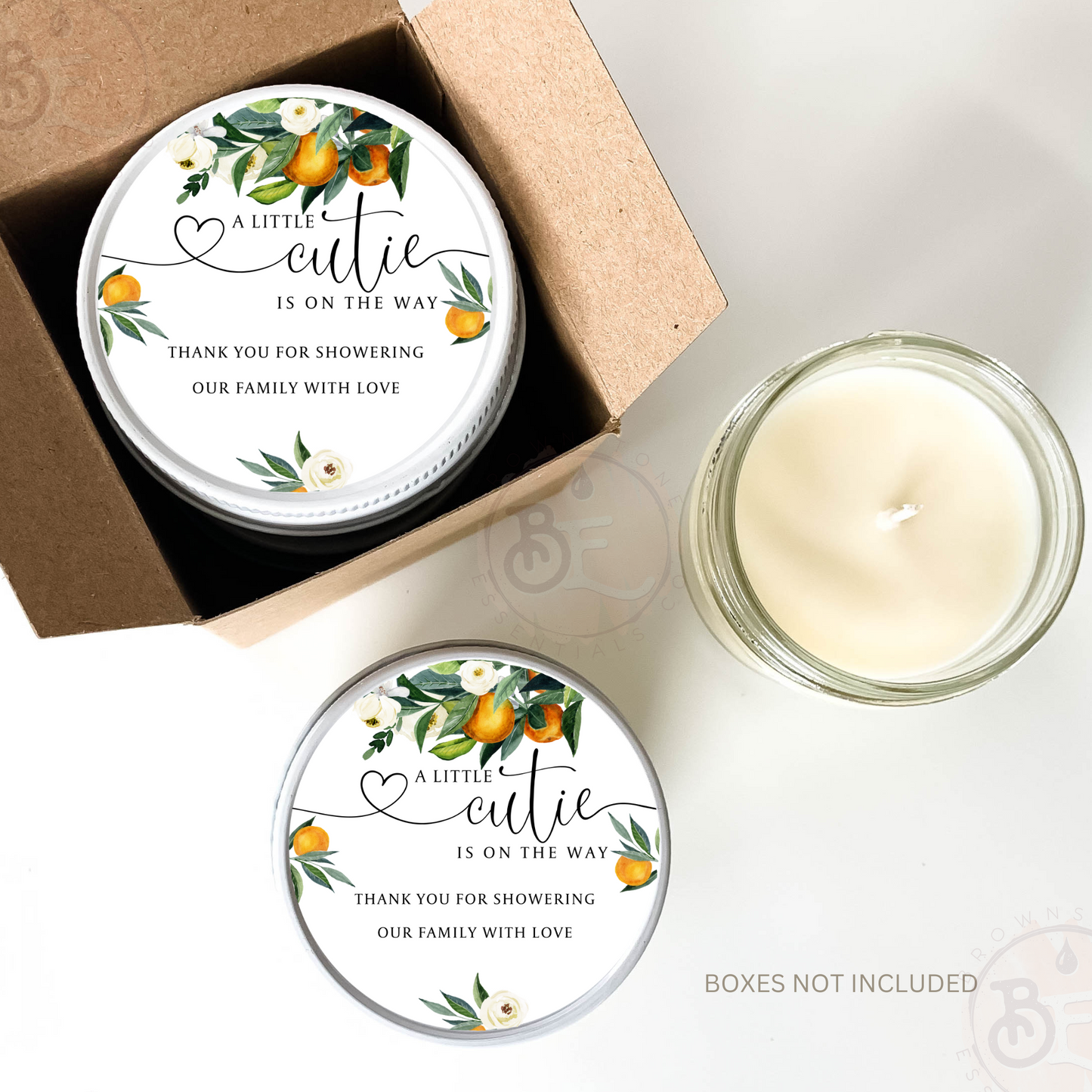 A Little Cutie is On The Way Baby Shower Favors - Agave Citrus Candle